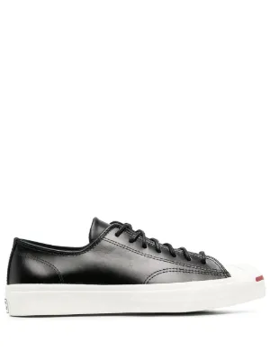 converse black leather trainers