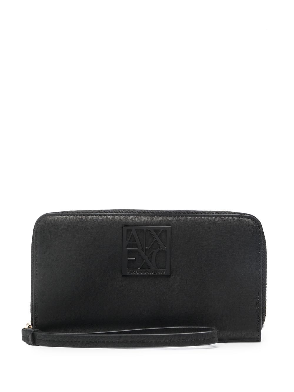 Armani Exchange Logo-plaque Zip-up Purse In Black