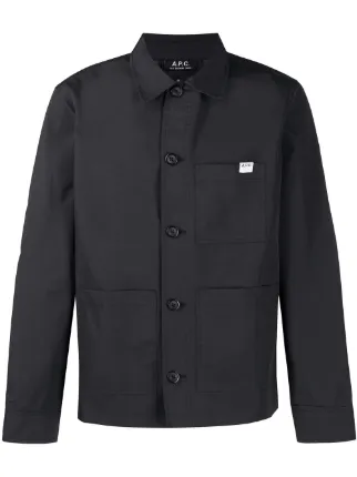 logo-patch button-up shirt jacket 