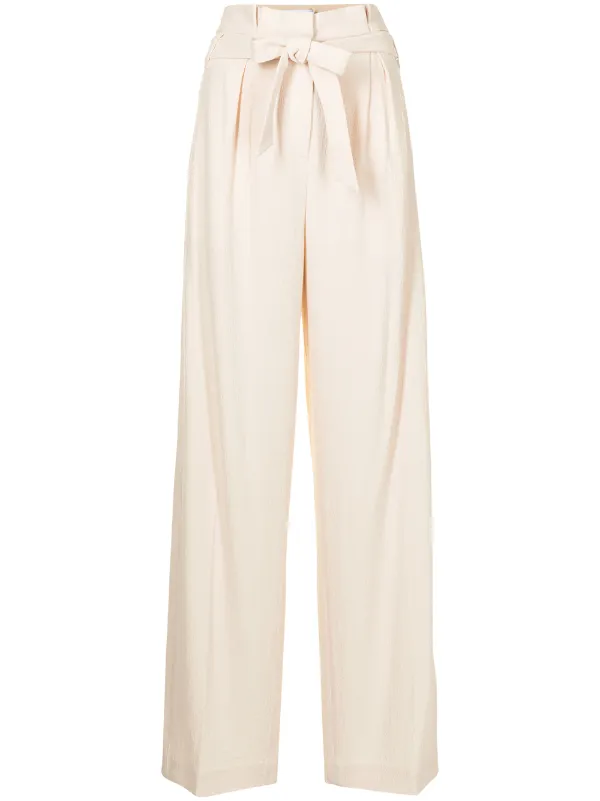 Simkhai Emiko Textured Wide-leg Trousers in White