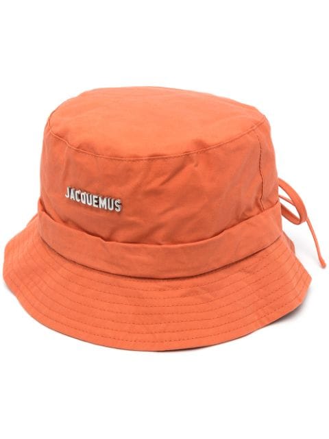 Shop orange Jacquemus logo-plaque bucket hat with Express Delivery ...
