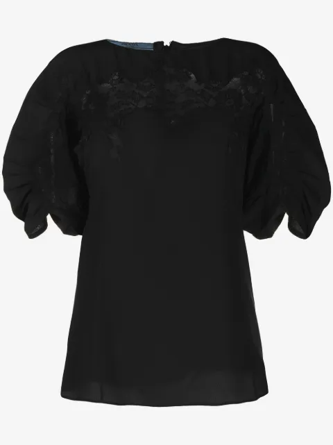 Prada blusa de seda con paneles de encaje