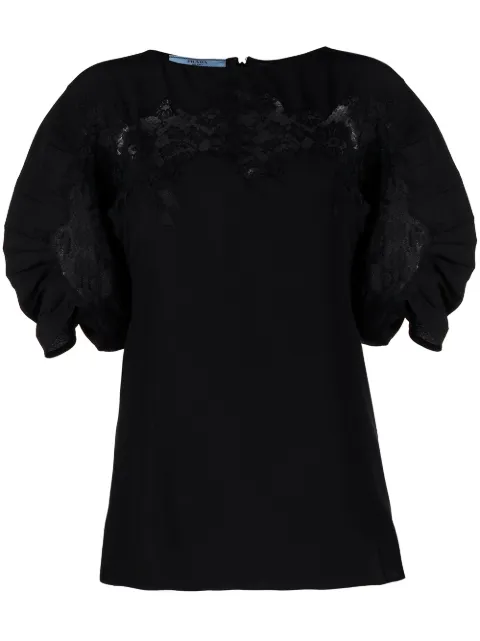 Prada lace-panel silk blouse