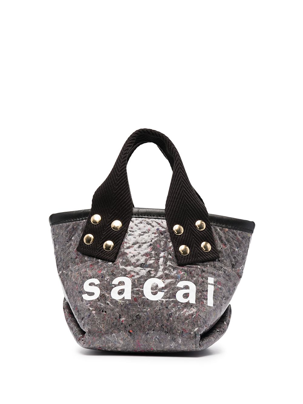 Sacai Logo-print Mini Tote Bag In Silver