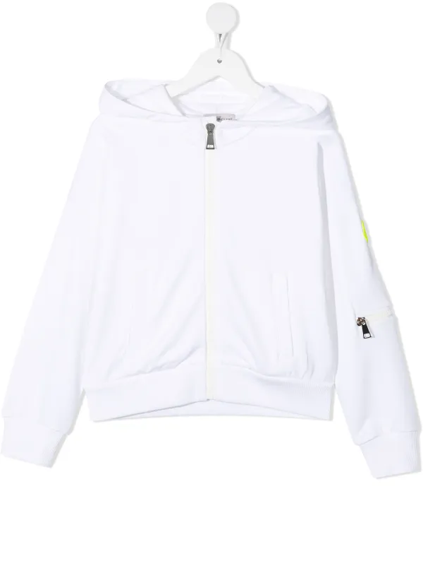 Moncler Enfant white logo-patch hoodie 
