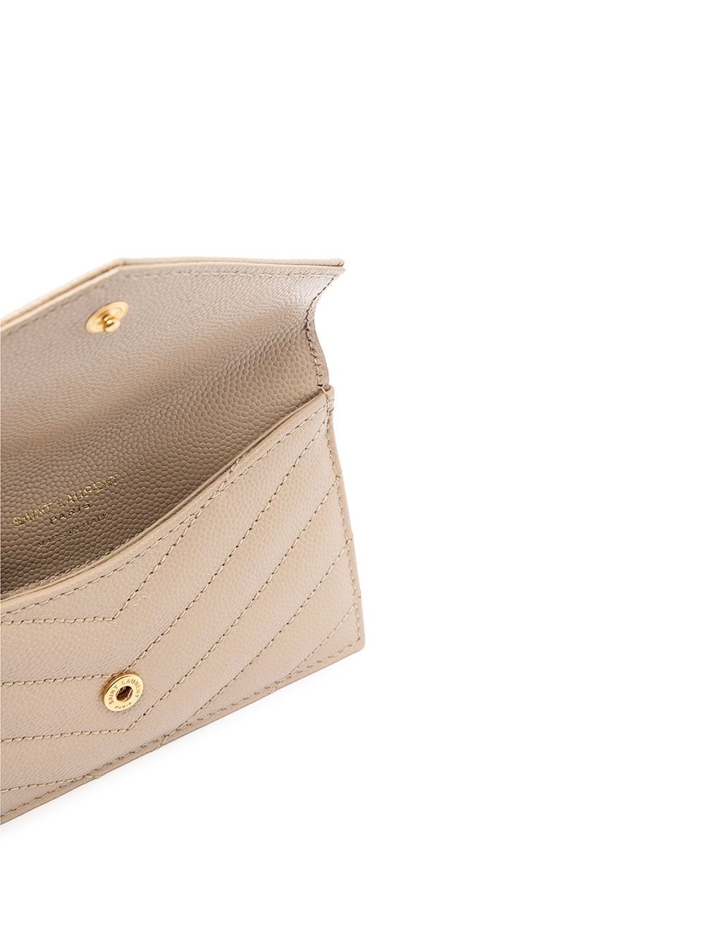 Shop Saint Laurent Quilted Pebbled Leather Wallet In Neutrals