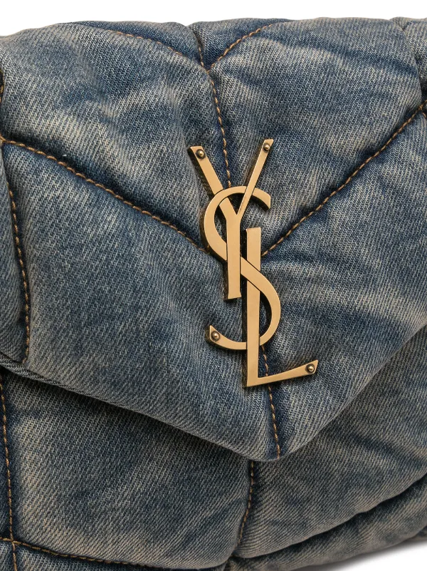 Saint Laurent Monogram Denim Clutch Bag in Blue