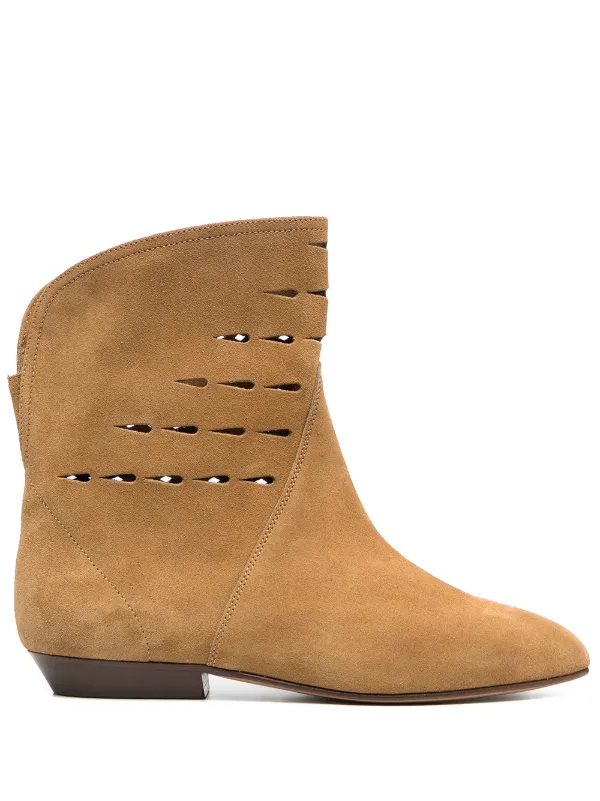 brown cut out ankle boots