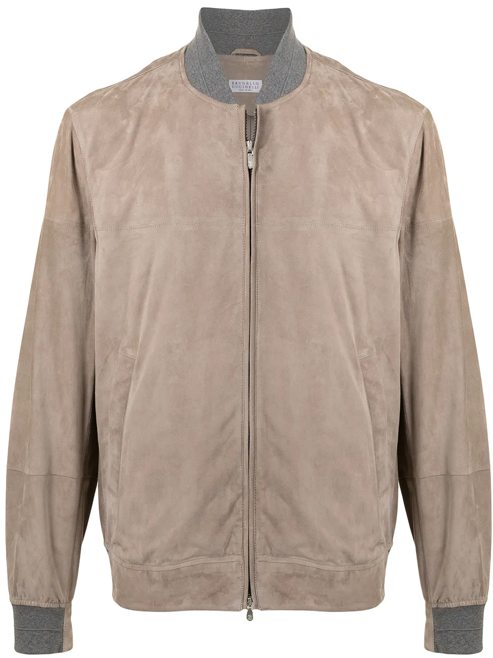 Brunello Cucinelli Suede Bomber Jacket In Brown