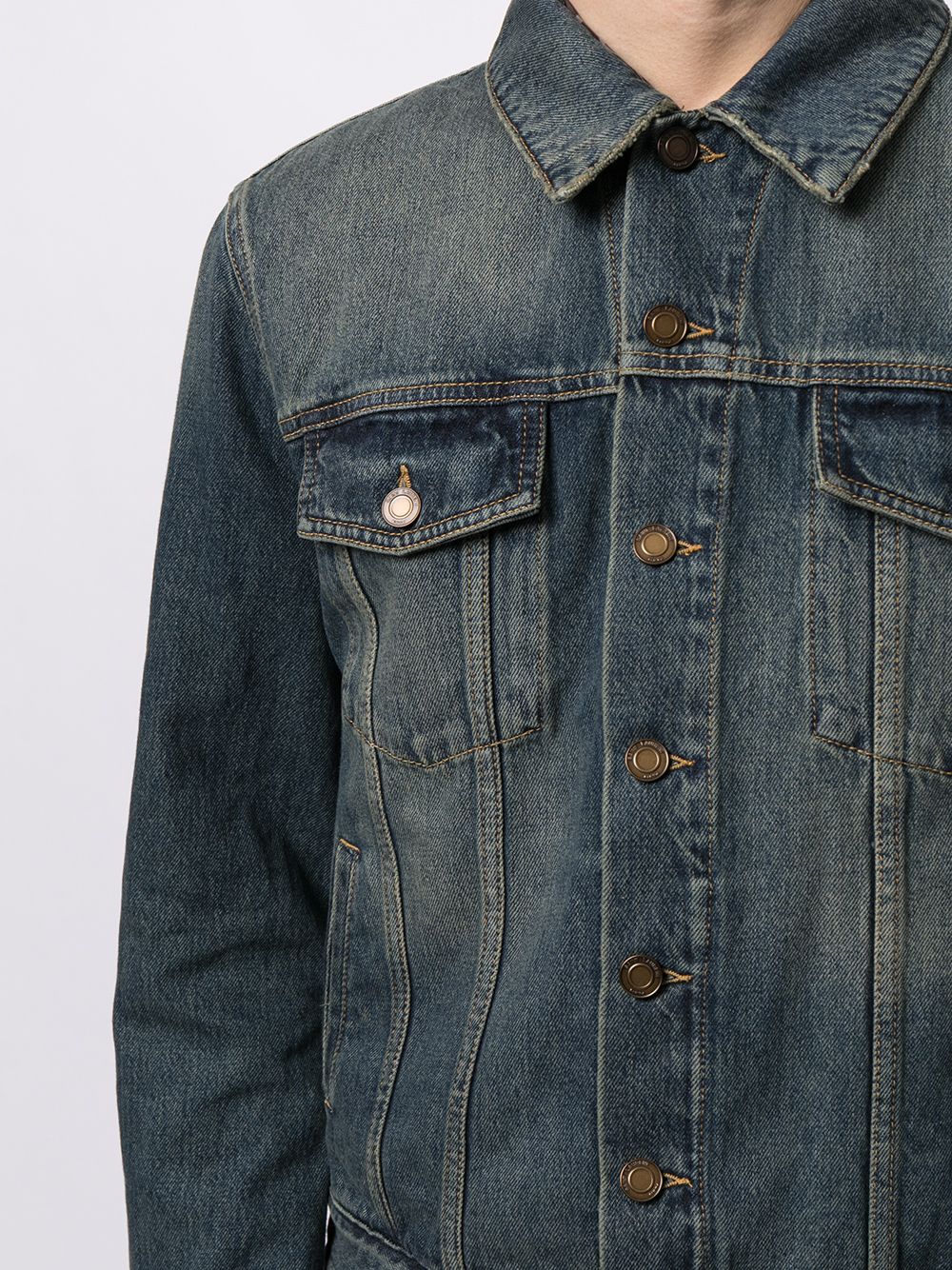Shop Saint Laurent Faded-effect Denim Jacket In Blue