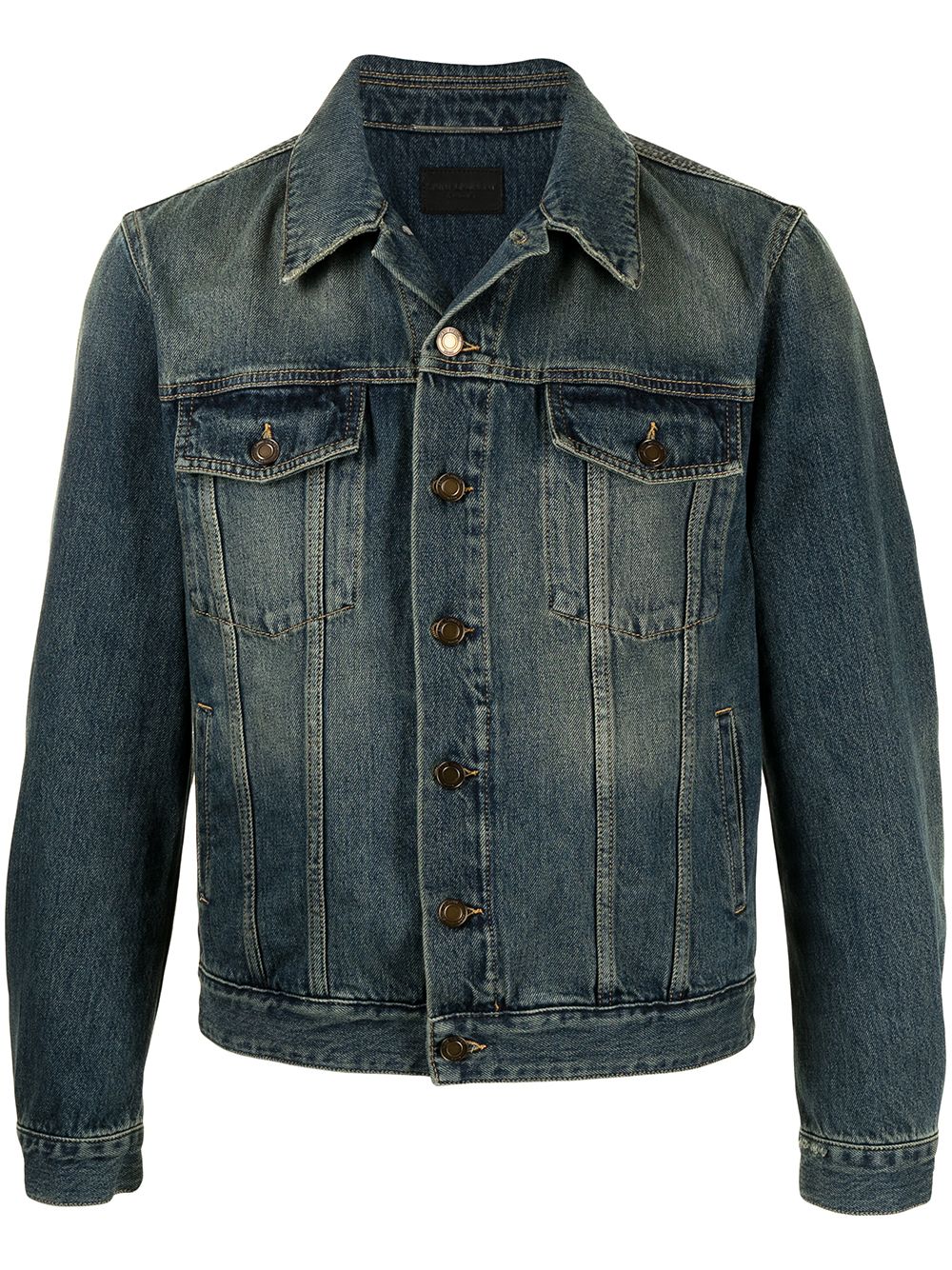 Shop Saint Laurent Faded-effect Denim Jacket In Blue