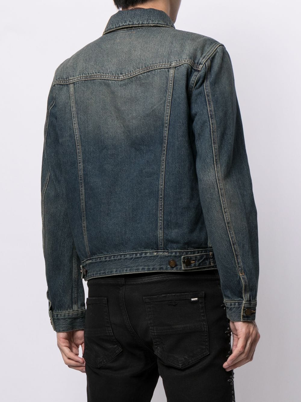 фото Saint laurent джинсовая куртка с эффектом потертости