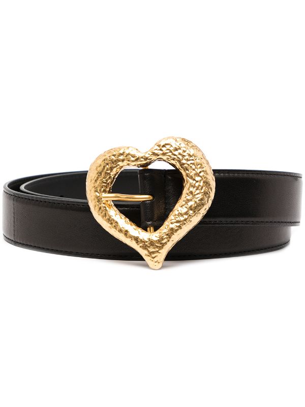 Saint Laurent Grained heart-buckle Leather Belt - Farfetch