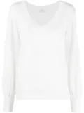 Malo bishop-sleeve V-neck knitted top - White