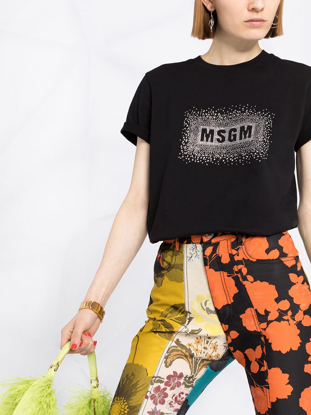 фото Msgm футболка с логотипом и стразами