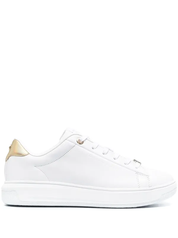 Tommy Hilfiger white metallic-panel low-top sneakers for women | FW0FW05725  at Farfetch.com