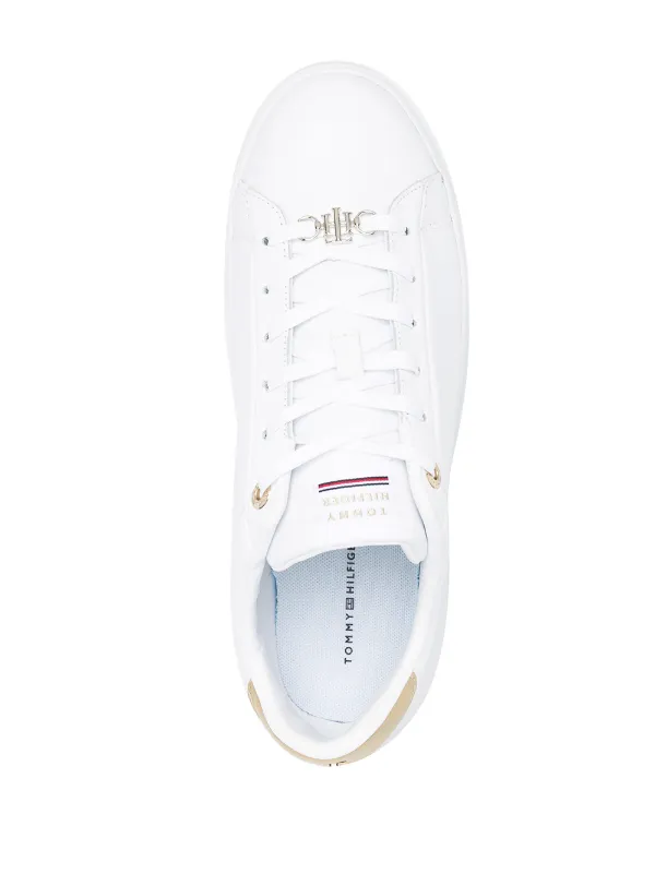Tommy Hilfiger white metallic-panel low-top sneakers for women | FW0FW05725  at Farfetch.com