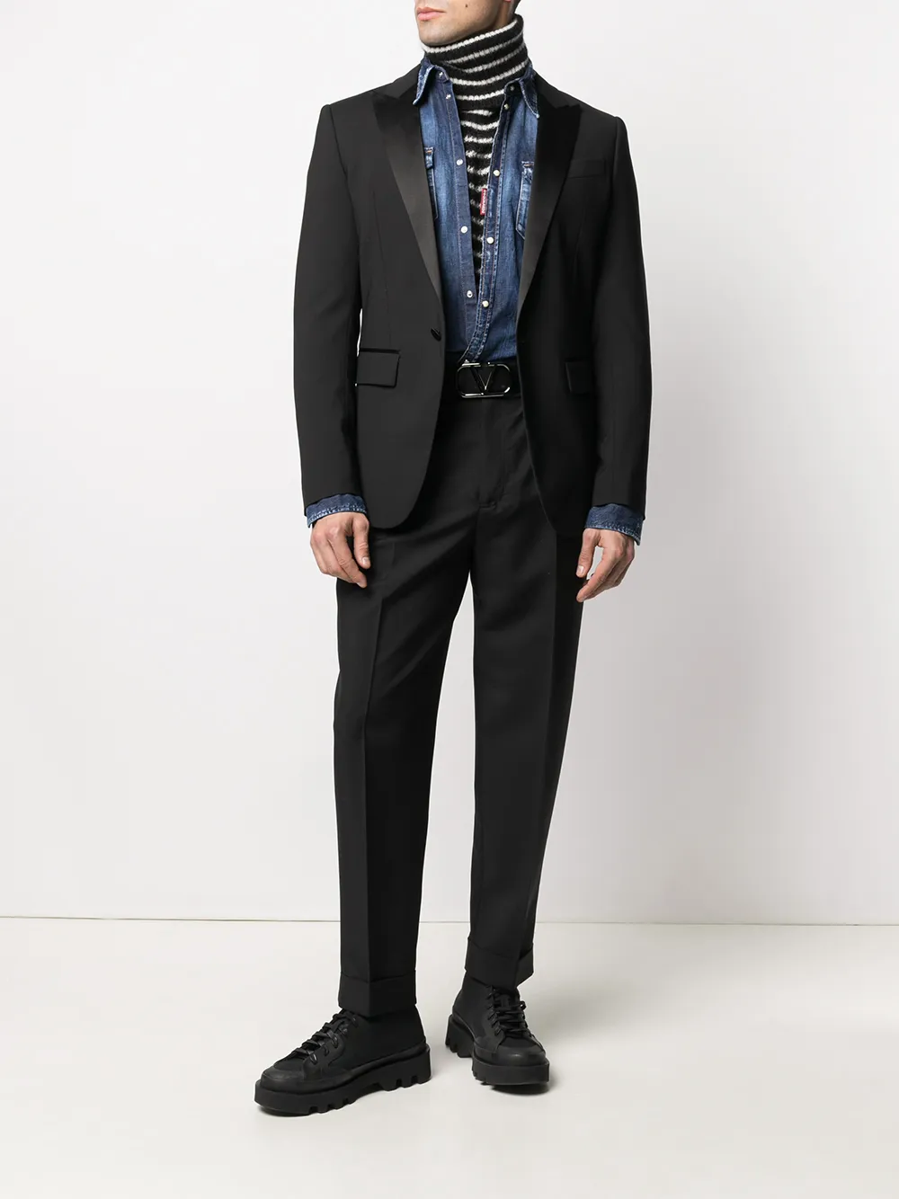фото Dsquared2 джинсовая рубашка с эффектом потертости