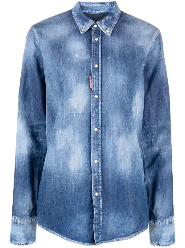 Distressed blue jean shirt Clearance