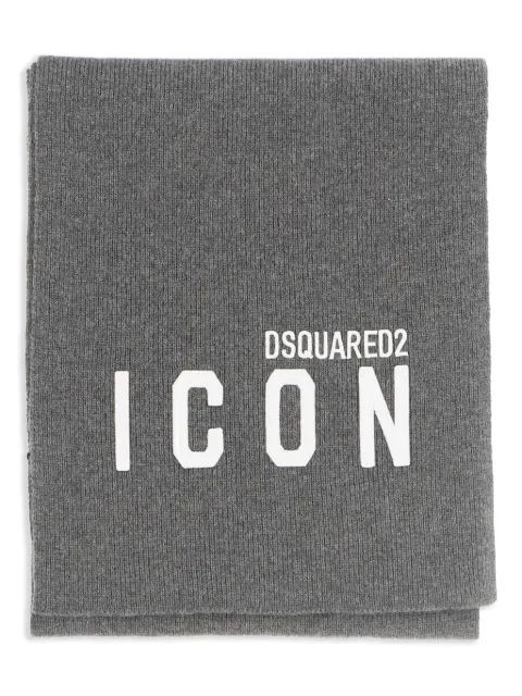 DSQUARED2 embroidered-logo ribbed-knit scarf