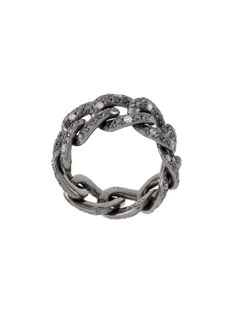 SHAY 18kt black gold Twinkle diamond jumbo link ring