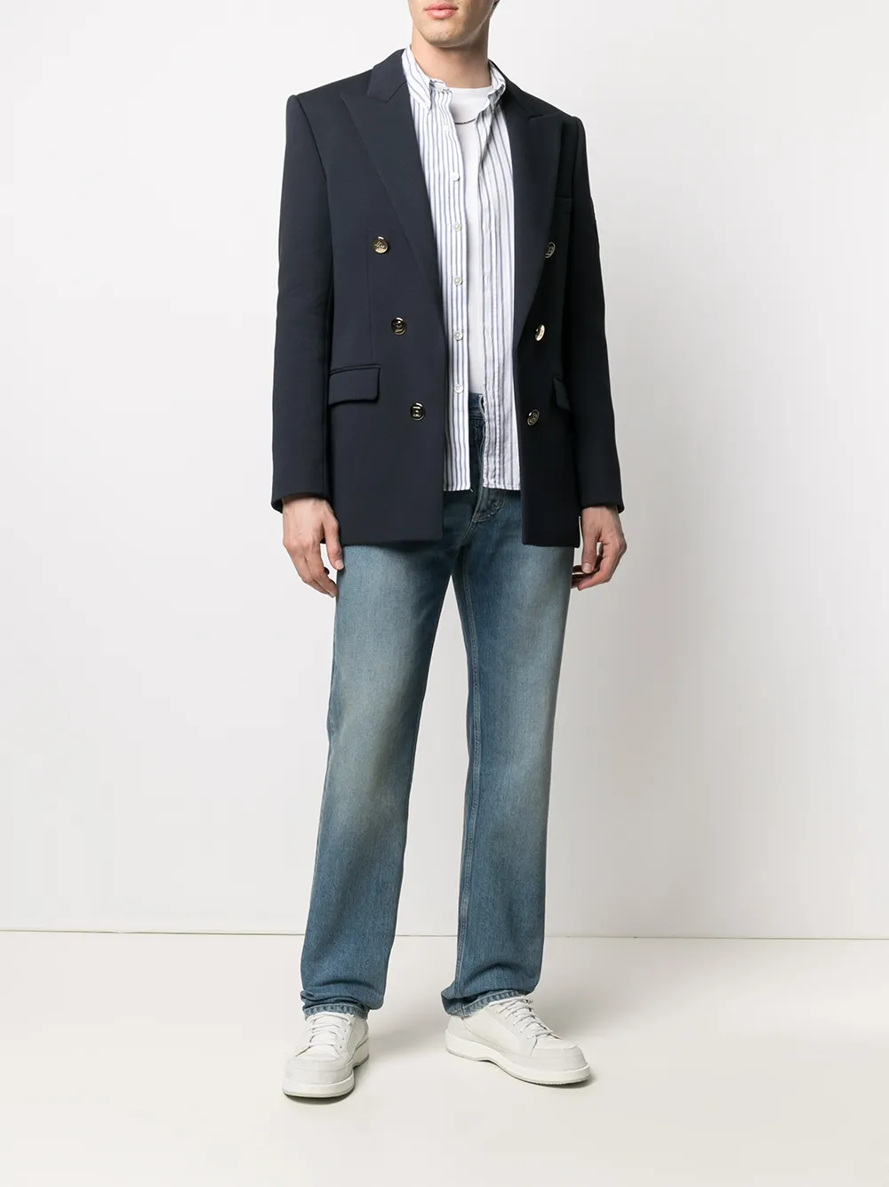 Image 2 of Balmain embroidered logo-patch blazer