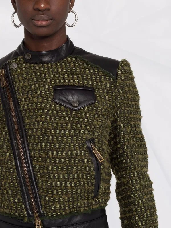 tweed leather jacket