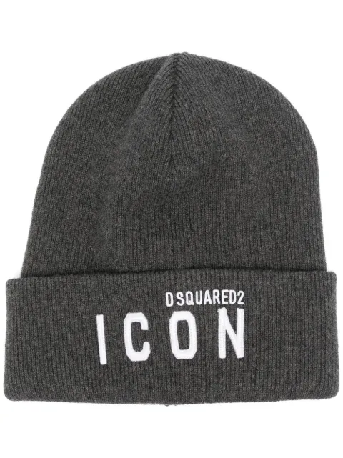 DSQUARED2 ribbstickad mössa med broderad logotyp