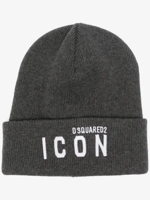 DSQUARED2 embroidered-logo ribbed-knit hat