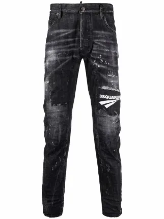 Biker distressed best sale denim jeans