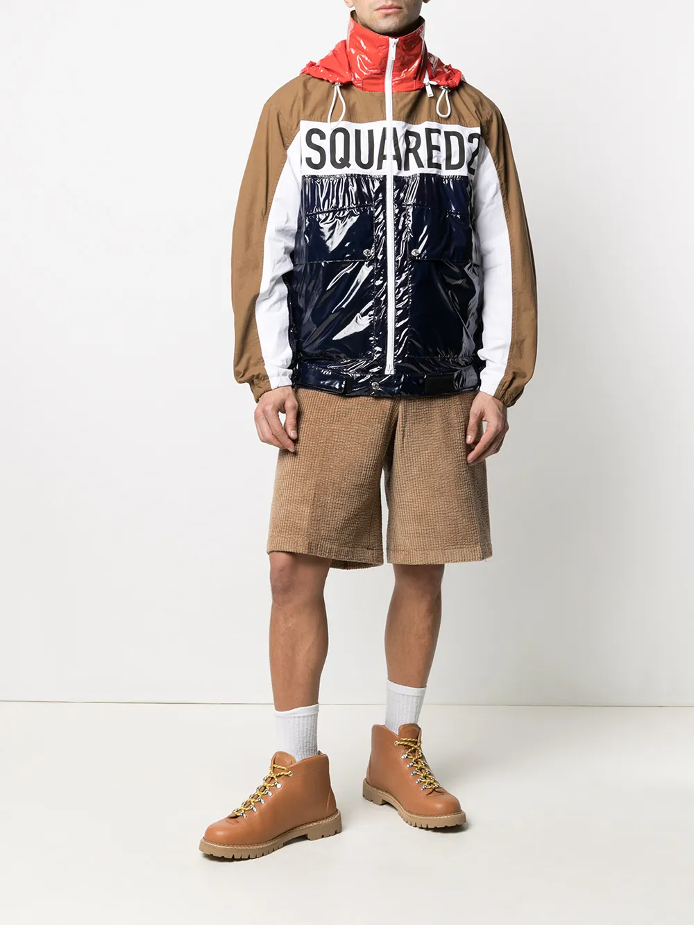 Shop Dsquared2 Logo-print Colour-block Windbreaker In Braun