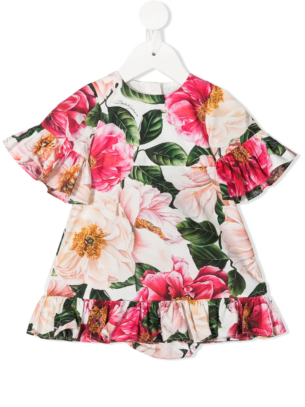 

Dolce & Gabbana Kids vestido con estampado floral y volantes - Rosado