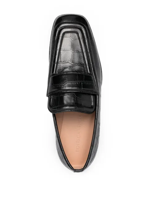 bottega veneta croc effect leather loafers