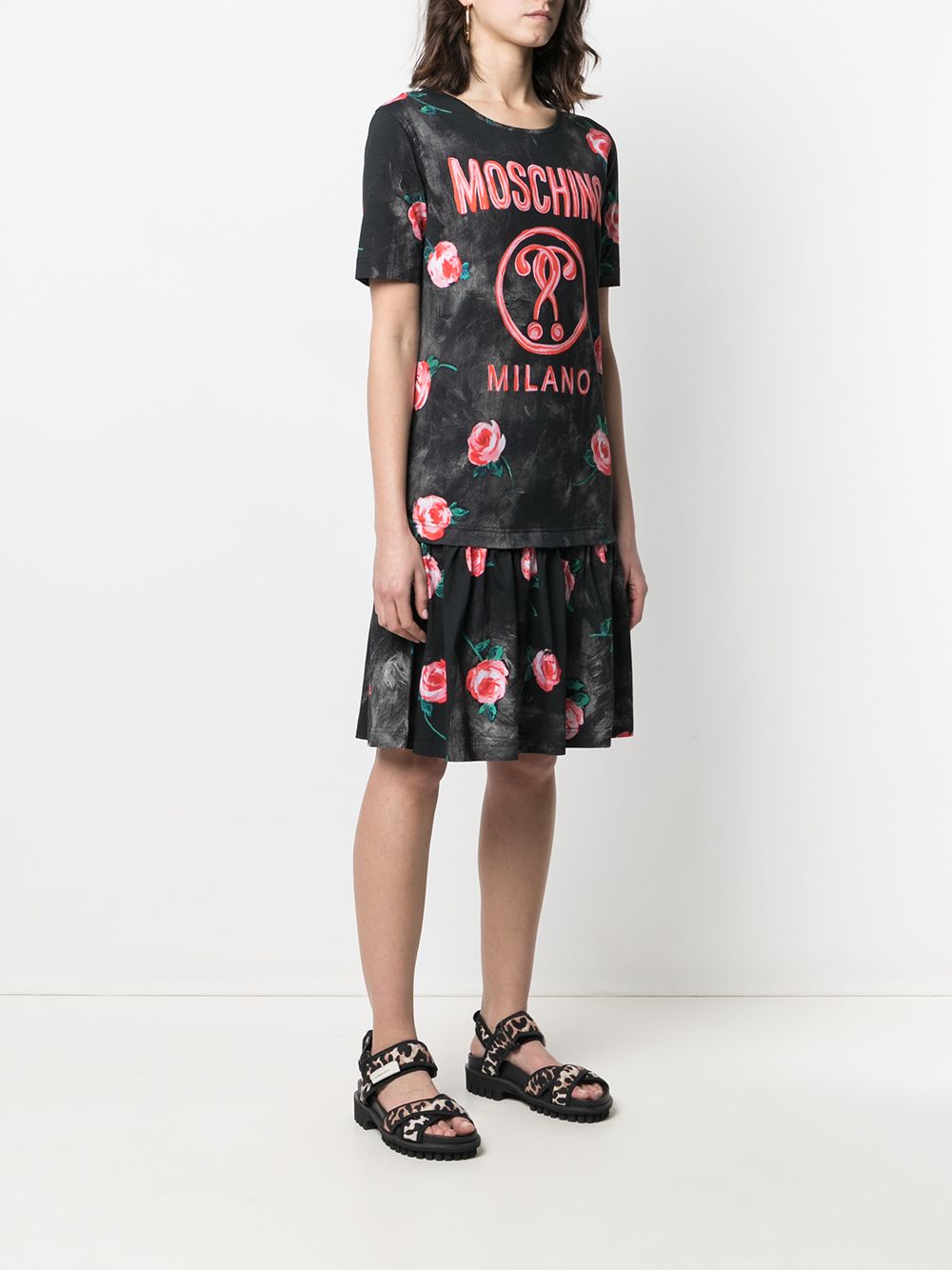 фото Moschino платье-футболка с принтом double question mark