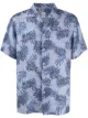 Image 1 of Eleventy leaf print linen shirt