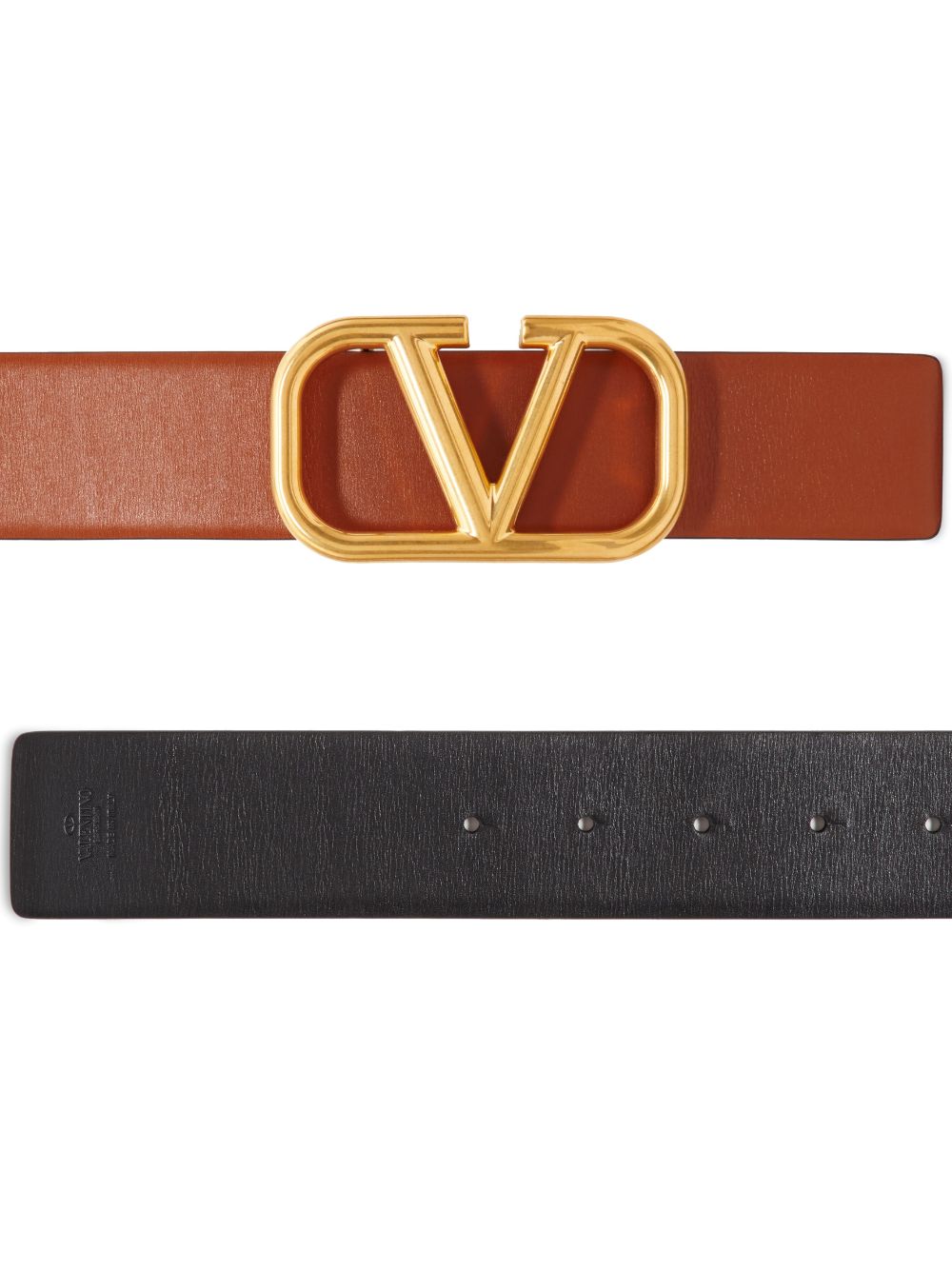 Reversible Vlogo Signature Belt In Glossy Calfskin 30 Mm for Woman in  Saddle Brown/black