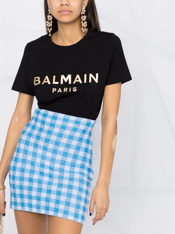 Shop Balmain logo print T-shirt with Express Delivery - FARFETCH
