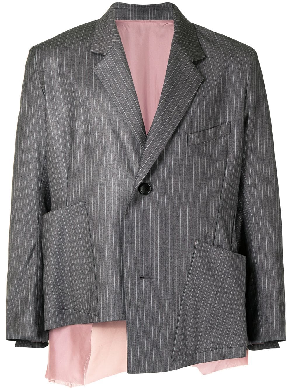 Sulvam Panelled Asymmetric Single-breasted Coat In Grey