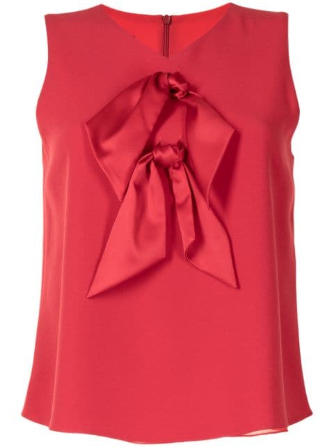 Shop red Emporio Armani knot-detail sleeveless blouse with Express Delivery - Farfetch