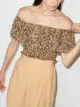 Image 2 of Cloe Cassandro Teddy tiger-print off-shoulder top