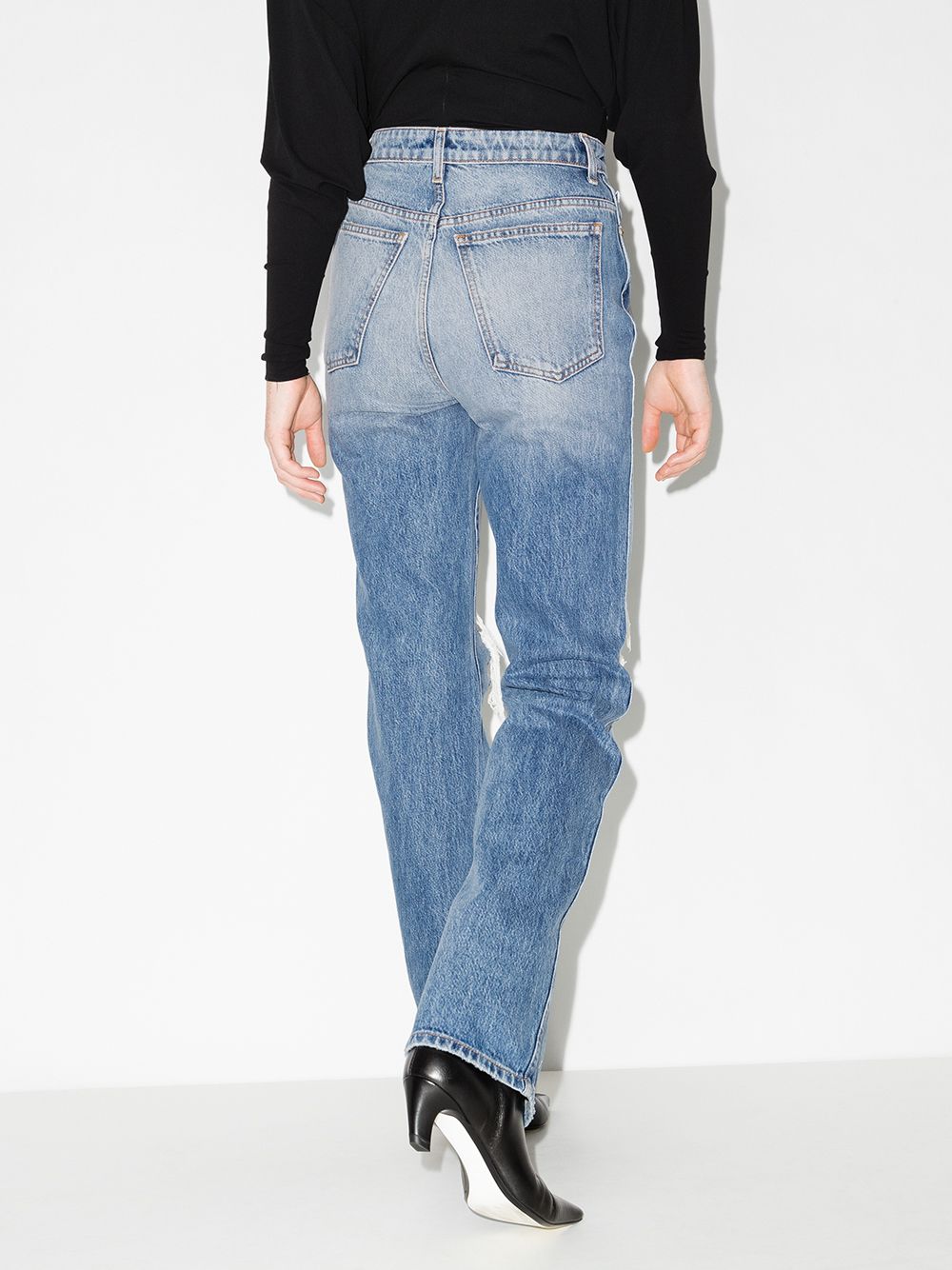 Shop Khaite Danielle High-waisted Distressed Jeans In 蓝色