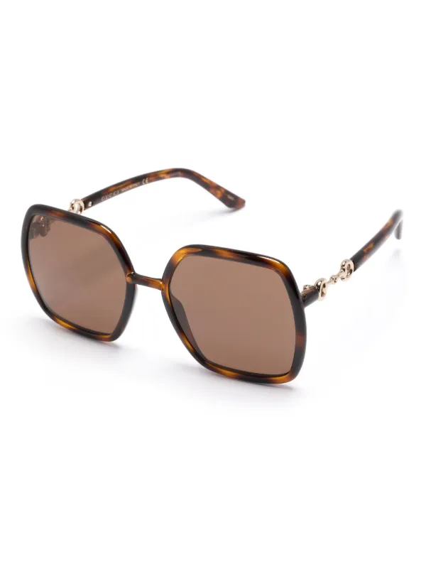 Gucci Eyewear horsebit-detail Sunglasses | Brown | FARFETCH