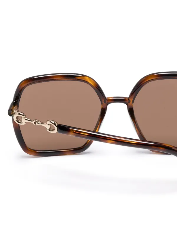 Gucci Eyewear horsebit-detail Sunglasses | Brown | FARFETCH