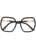 Gucci Eyewear oversize-frame horsebit-detail glasses - Black