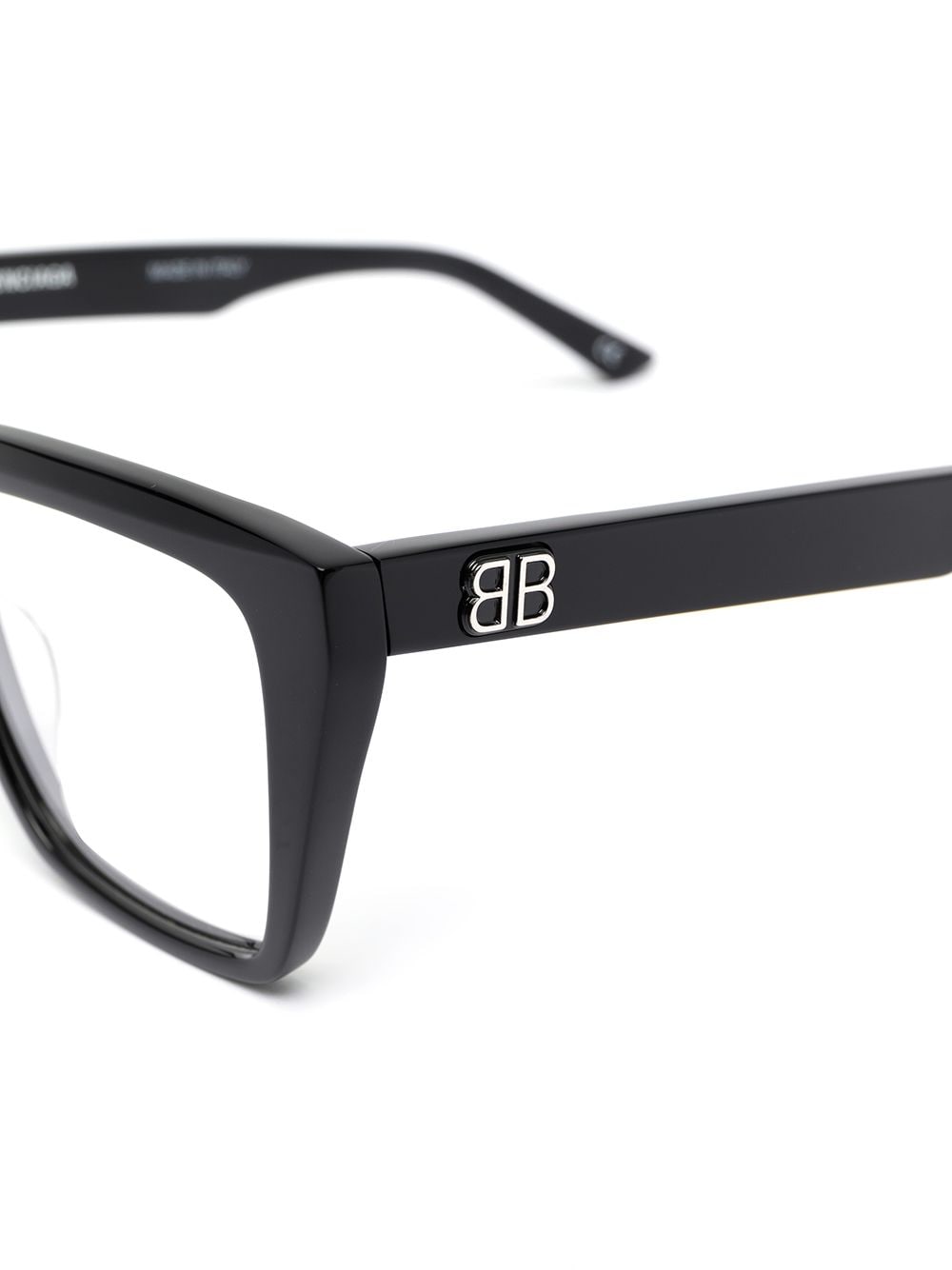 Shop Balenciaga Square-frame Logo-detail Glasses In Black