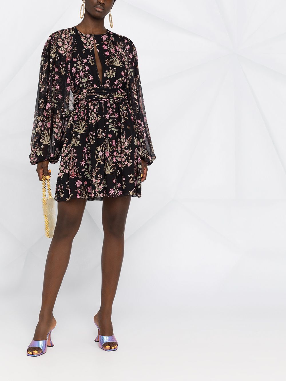 фото Giambattista valli floral-print keyhole-neck dress