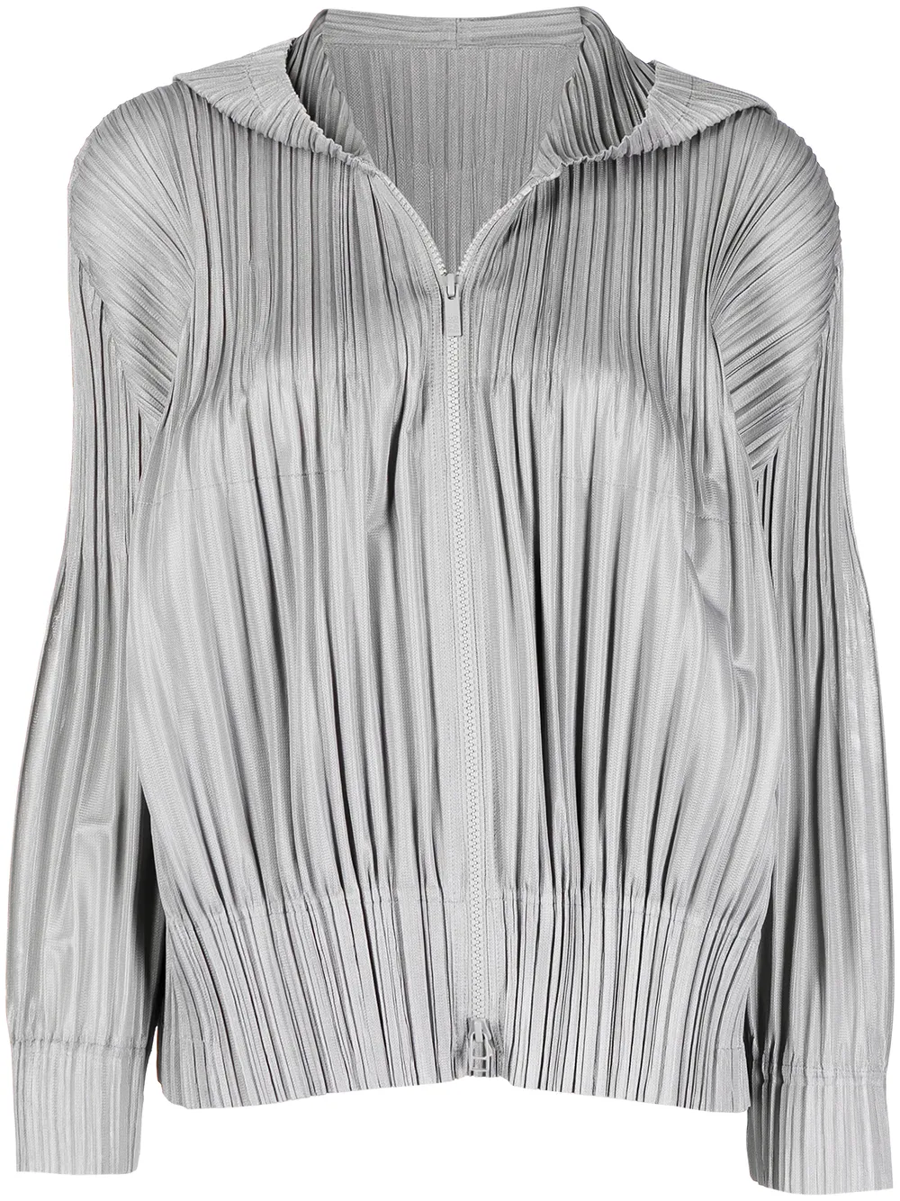 

Pleats Please Issey Miyake chamarra plisada con cierre - Gris