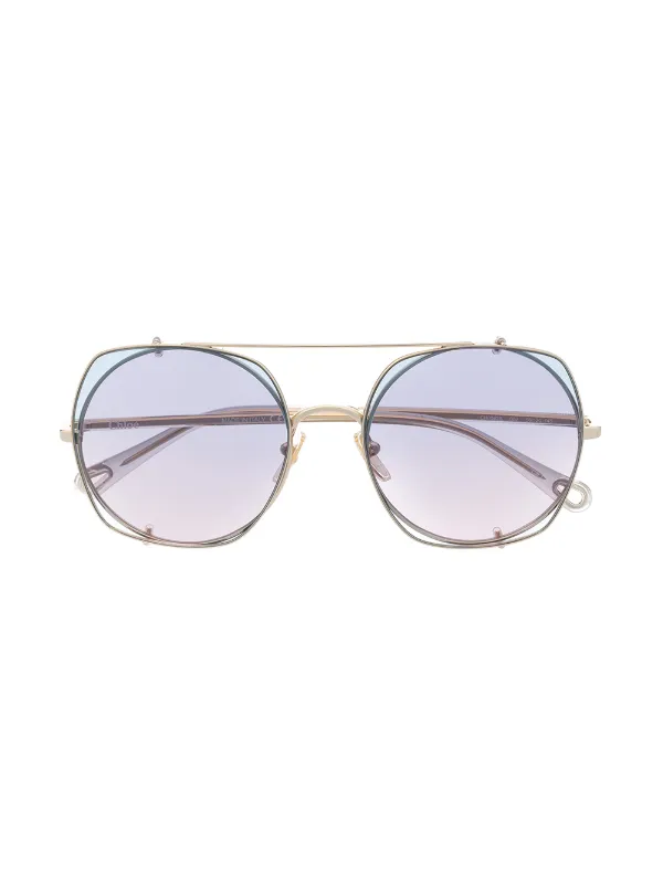 Chloé Eyewear Demi Convertible Gradient Sunglasses | Gold  display picture 3