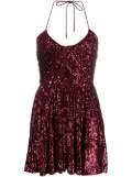 Saint Laurent sequinned pleated mini dress - Red
