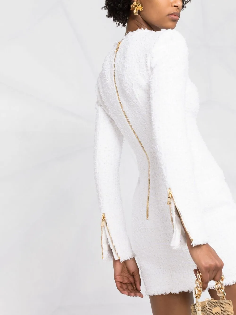 фото Balmain твидовое платье мини с декоративными пуговицами